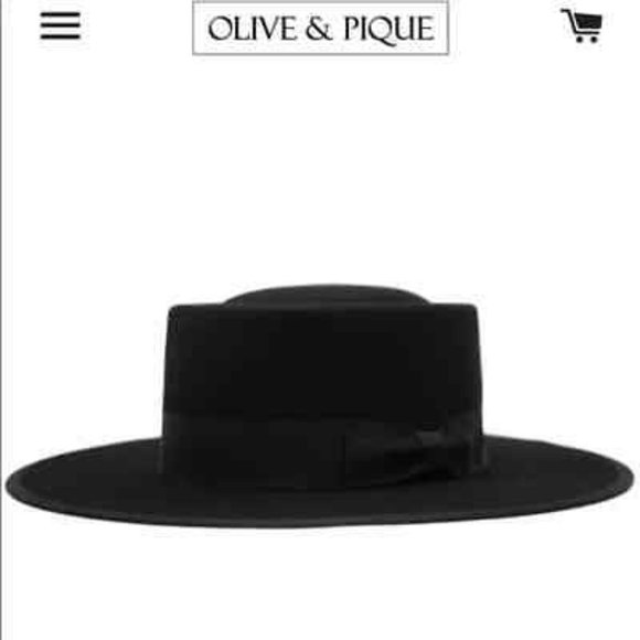 Olive & Pique Black 100% Wool Felt Vida Adjustable Structured Gambler Hat NWT - Picture 4 of 5